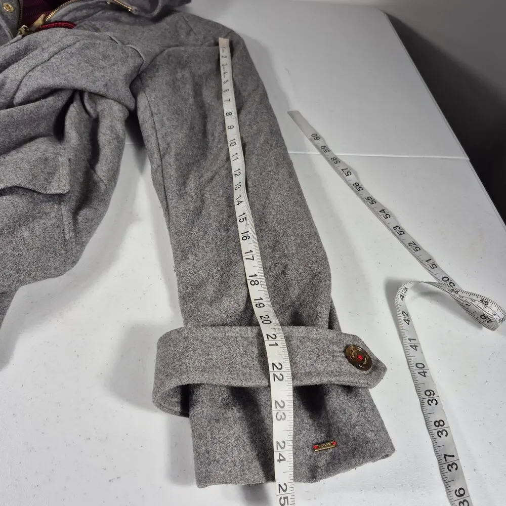 Tommy Hilfiger Gray Wool Toggle Duffle Hooded Coat Jacket Women's XL